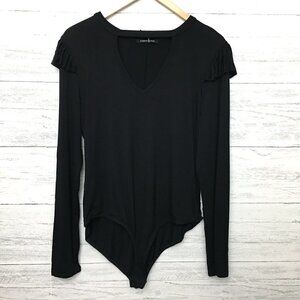 NEW Hippie Chic Women's Black Bodysuit Long Sleeves Snap Bottom size XL